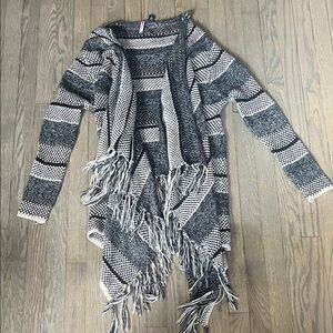 Love By Design Black and Cream Fringe Cardigan